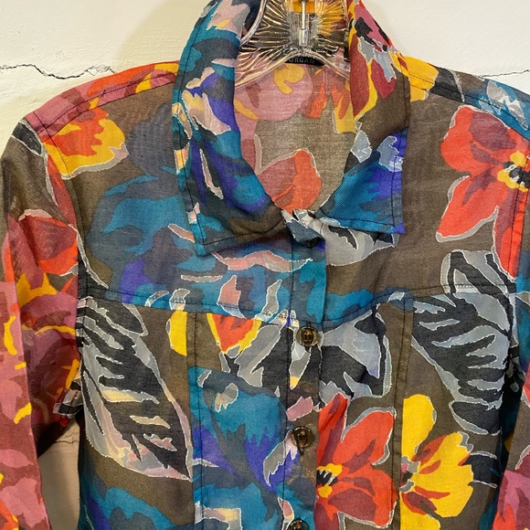 Tony Morgan Womens Blouse Brown/Black in a Bright Floral Pattern Size S - Picture 4 of 16